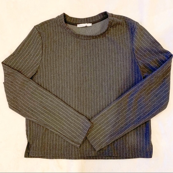 Zara Women Gray Striped Long Sleeve Top Size L - Picture 1 of 7